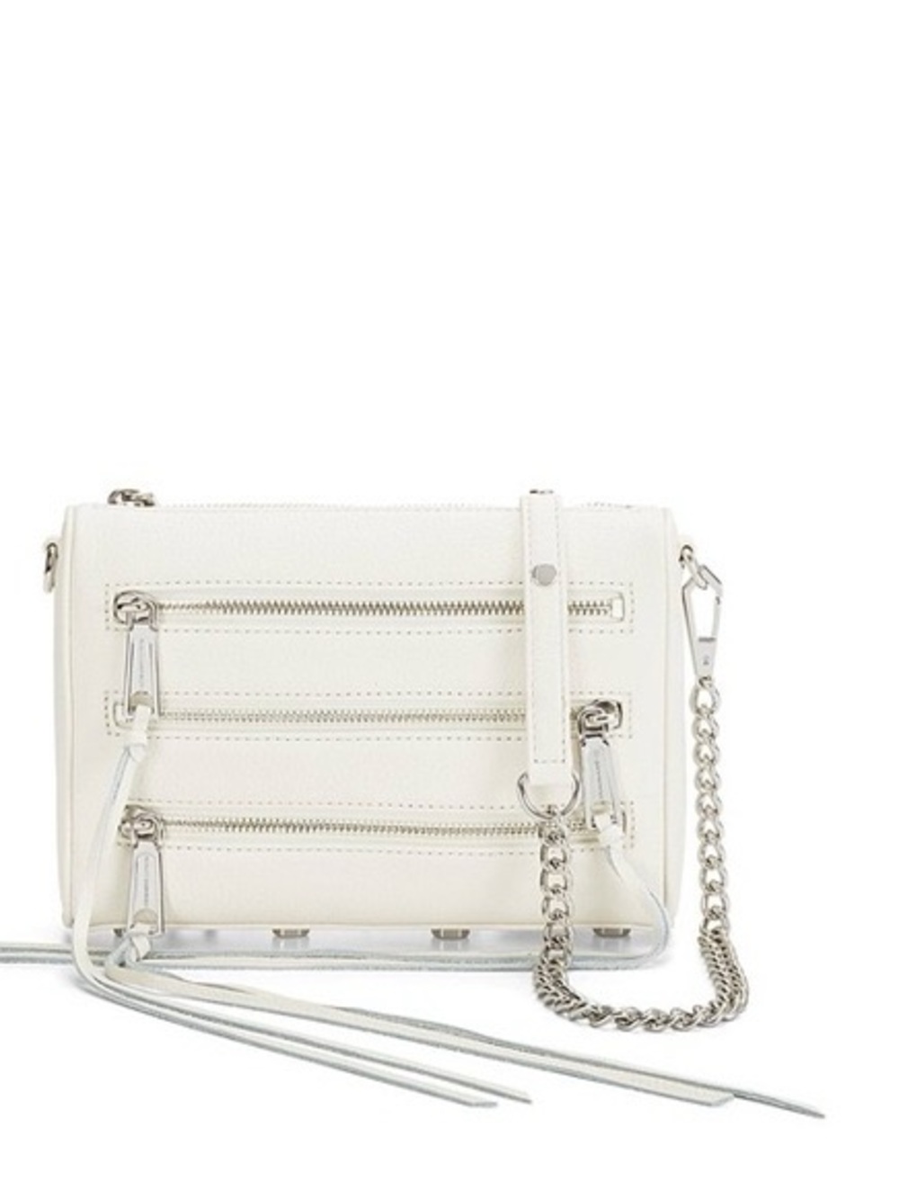 Rebecca Minkoff White Leather Crossbody Bag with Silver Hardware